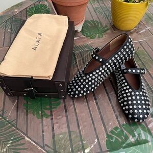 Alaia Black Studded Loafer Flats